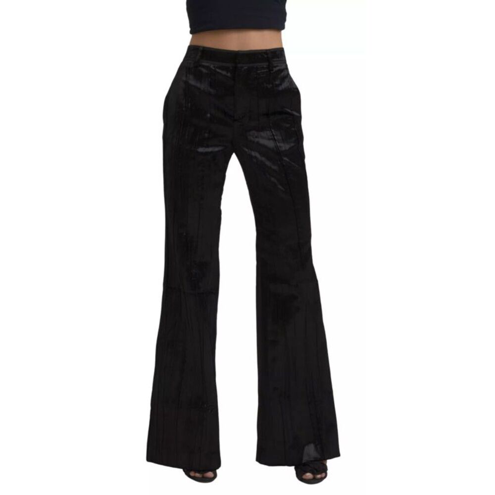 Dsquared² Black Viscose Super Flare High Waist Women's Pants
